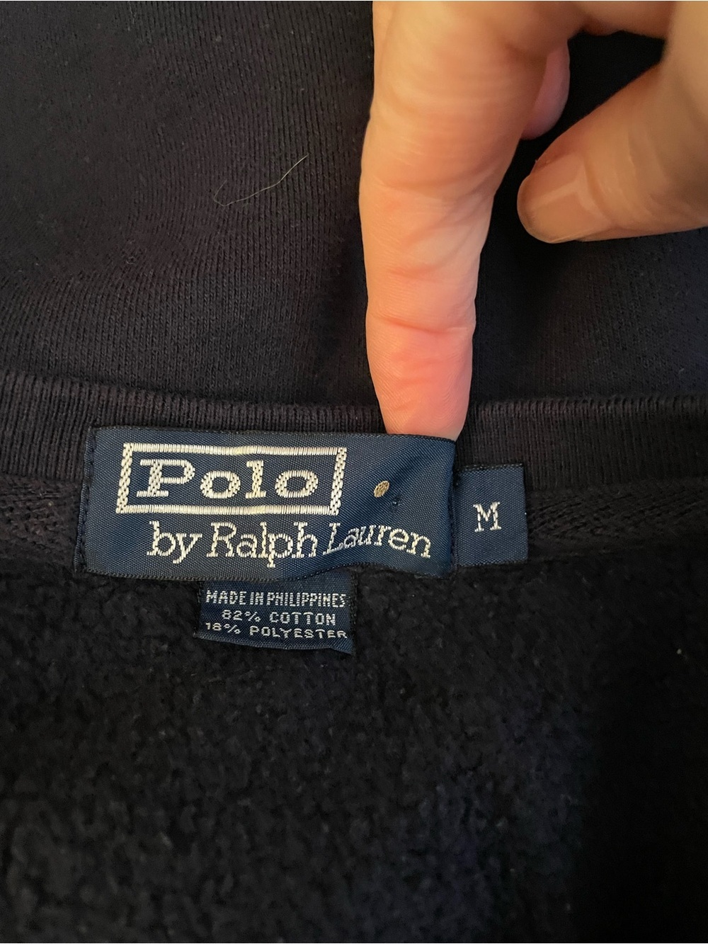 VTG  Polo Ralph Lauren Mens Size M Crewneck Sweatshirt Navy Blue POLO Spell Out - Picture 4 of 10